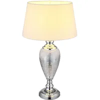 GLOBO Tischleuchte Tischlampe Nachttisch Wohnzimmerlampe chrom weiß E27 Leselampe