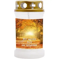 HS Candle Grabkerze (1-tlg), Grabkerze Brenndauer 40 Stunden viele vers. Variationen und Motive weiß