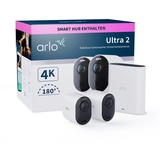Arlo Kabelloses 4K-UHD-Überwachungssystem mit 2 Kamera Ultra 2 weiß