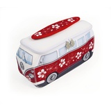 BRISA VW Collection - Volkswagen Neopren Universal-Schmink-Kosmetik-Kultur-Reise-Apotheke-Tasche-Beutel im T1 Bulli Bus Design (Hibiskus/Rot/Groß)