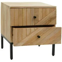 MCW Nachttisch, MCW-L95, Kommode Beistelltisch Nachtschrank Schrank, Schublade Mango-Holz 51x45x40cm MVG-zertifiziert, natur