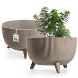 Kadax Blumentopf aus Kunststoff mit drei Einsteckstützen, 40 cm Taupe