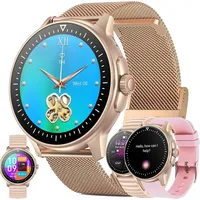 Damen Smartwatch mit Telefonfunktion, 1,39 Zoll Touchscreen IP68 Wasserdicht Sportuhr Aktivitätstracker mit Blutdruckmessgerät, SpO2, 123 Sportmodi - Gold