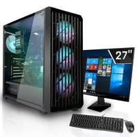 SYSTEMTREFF Gaming Komplett PC Set AMD Ryzen 5 5600X 6x4.6GHz | Nvidia RTX 3050 6GB DX12 | 512GB M.2 NVMe + 512GB SSD | 16GB DDR4 RAM | WLAN Desktop Paket Computer für Gamer, Gaming