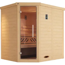 Sauna WEKA "Kemi", beige (natur), Saunaofen, externe Steuerung, 7,5 kW, Saunen, 7,5 kW-Ofen mit digitaler Steuerung