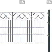 Arvotec Doppelstabmattenzaun »ESSENTIAL 80 zum Einbetonieren "Karo" mit Zierleiste«, Zaunhöhe 80 cm, Zaunlänge 2 - 60 m 83680820-0 anthrazit H/L: 80 cm x 44 m