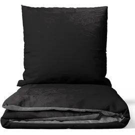 nyvi Winter Bettwäsche Set DreamScience Cashmere Touch - Kuschelweich & Wärmend - Mit Reißverschluss Größe:155x220 + 80x80 cm grau/schwarz
