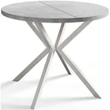 Alpi-Möbel Runder, Grau, Weiß, Holzwerkstoff, Rund, X-Form, 120x76x120 cm, Esszimmer, Tische, Esstische