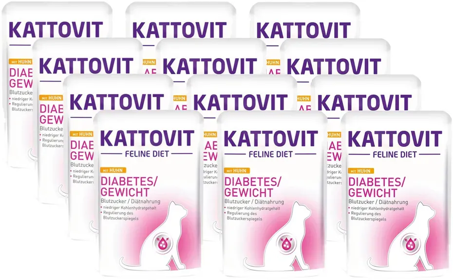Kattovit Diabetes/Fressendes Huhn 12x85g Beutel