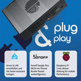 smattex Home Assistant Black Plug & Play Set, Raspberry Pi 5, 8 GB 256 GB SSD