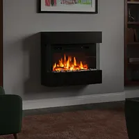 Noble Flame LIMA Wandkamin: Schwarz - mit schwarzen Acrylsteinen