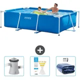 Intex Schwimmbecken mit rechteckigem Rahmen – 260 x 160 x 65 cm – Blau – im Lieferumfang enthalten Accessoire CB74 - Intex