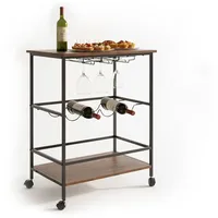 Relaxdays Servierwagen für Wein Dunkelbraun,Schwarz