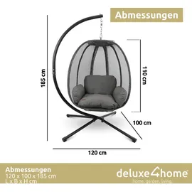 deluxe4home Hängesessel mit Gestell Grau