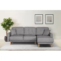 Home Affaire Ecksofa HOME AFFAIRE Triplo, Zierkissen, Schlaffunktion, B/T/H: 234/164/89 cm, L-Form" Sofas Gr. B/H/T: 234 cm x 89 cm x 164 cm, Samtoptik, Recamiere rechts, mit Bettfunktion-mit Bettkasten, grau Ecksofas