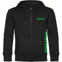 multifanshop Kapuzen Sweatshirt Jacke - Bremen - Brust & Seite - Druck grün - Sweat