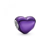 Pandora Moments Violettes Metallic-Herz Charm aus Sterling Silber und transparenter violetter Emaille verziert - Kompatibel Moments Armbänder - 799291C01