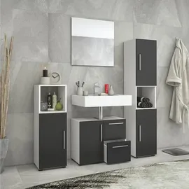 VCM Waschbeckenunterschrank Flandu 2 Schubladen 61 x 51 x 32 cm Schwarz