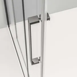 Bernstein DX906 Nischendusche mit Schiebetür 140 x 200 cm Schwarz matt 8 mm Nano Echtglas