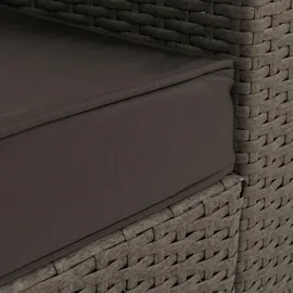 Mendler Poly-Rattan Garnitur HWC-O46, Balkon-/Garten-/Lounge-Set Sofa Sitzgruppe ~ grau Polster dunkelgrau