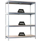 Proregal Schwerlastregal Big Wood Yeti Four HxBxT 200 x 120 x 75 cm Fachlast 400 kg Verzinkt