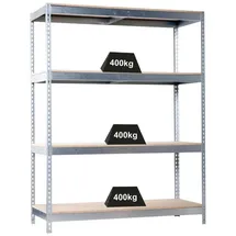 Proregal Schwerlastregal Big Wood Yeti Four HxBxT 200 x 120 x 75 cm Fachlast 400 kg Verzinkt