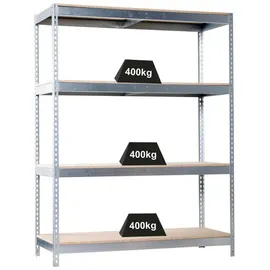 Proregal Schwerlastregal Big Wood Yeti Four HxBxT 200 x 120 x 75 cm Fachlast 400 kg Verzinkt