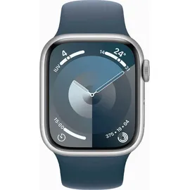 Apple Watch Series 9 GPS 41 mm Aluminiumgehäuse silber, Sportarmband sturmblau S/M