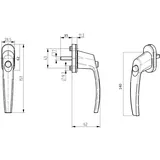 MS Beschläge Sicherheitsfensterbeschlag Fensterklinke Fenstergriff mit Druckknopf Braun ral 8019)