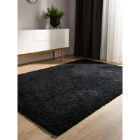 benuta basic Waschbarer Hochflor Shaggyteppich Soho Schwarz 133x190 cm - Hochflor Teppich für Wohnzimmer