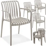 Tectake Alcudia Gartenstuhl 54,5 x 58 x 80,5 cm grau 4 St.