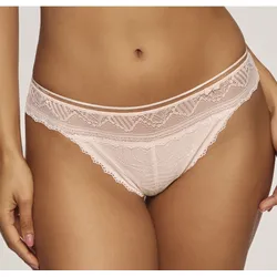 String LASCANA "Tiziana", Damen, Gr. 40/42, beige (puder), Microtouch, Obermaterial: 84% Polyamid, 16% Elasthan, figurbetont, Unterhosen, mit anteilig recycelter Spitze
