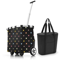 reisenthel, Set Carrycruiser + Thermoshopper, OEOV, Einkaufstrolley mit Kühltasche, dots + Black