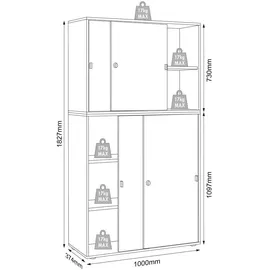 VCM Salia Aktenschrank 100 x 37 x 183 cm weiß