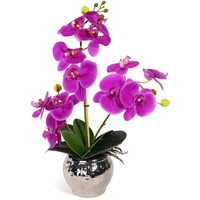 Gefälschte Orchidee lila künstliche Blumen in Vase künstliche Orchideen in silbernen Töpfen künstliche Orchidee gefälschte Pflanzen Schlafzimmer Badezimmer Esstisch lila Ornamente Home Office
