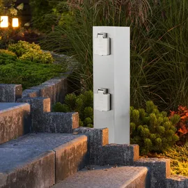 LEDINO Vierfachsteckdose Außen Wetterfeste Steckdose IP44 Stromsäule Garten, Edelstahl silber, HxLxB 39x9,2x10,8 cm, Terrasse