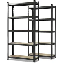 Karat Schwerlastregal Holz/Stahl/MDF 150 x 75 x 30 cm schwarz 2er Set