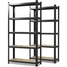 Karat Schwerlastregal Holz/Stahl/MDF 150 x 75 x 30 cm schwarz 2er Set