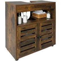 Relaxdays Waschbeckenunterschrank 3 Fächer 60 x 63 x 30 cm Braun