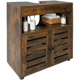Relaxdays Waschbeckenunterschrank 3 Fächer 60 x 63 x 30 cm Braun