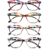 HEEYYOK 4 Pack Lesebrille Damen,Leichte Lesebrille,Schicke Lesebrillen,Ausgefallenes Muster,Tolle Farben,Gut verarbeitet
