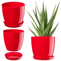 Kadax Blumentopf mit Untersetzer, aus Kunststoff, rund, 20 cm,