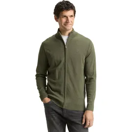 Tom Tailor Herren Strickjacke mit Stehkragen, grün, Meliert, Gr. XL