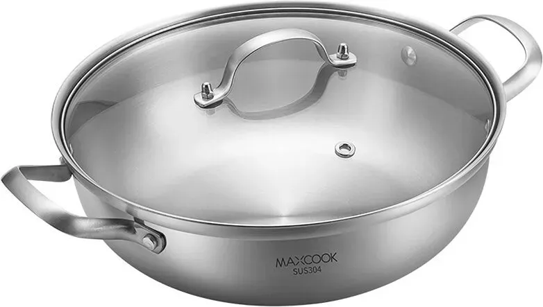 Maxcook 3-Schichtiger 304 Edelstahl-Hotpot - Mit Glasdeckel - 28cm