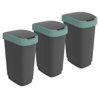 Rotho Twist 3er-Set Mülleimer 50l mit Deckel, Kunststoff (PP)