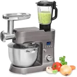 Wintem Knetmaschine, 1200 W, Schüssel aus Edelstahl 6,2 l, ideal zum Kneten, Zerkleinern und Rühren, mit 12 einstellbaren Geschwindigkeiten, Timer und Soft-Start-Funktion