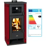 EEK A+ Kaminofen mit Backfach PRITY K2 GT F bordeaux – 8,1kW