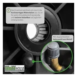 Baumarktplus 4x Sackkarrenrad Luftrad 260x85 3.00-4 Achlänge 75mm 4PR schwarz