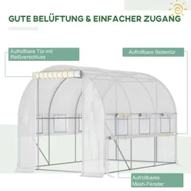 Outsunny Foliengewächshaus Stahl Weiß 2,95 m2