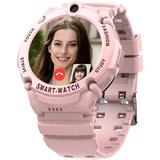 PTHTECHUS Smartwatch Telefon für Kinder, 4G Videoanruf Uhr, WiFi + GPS, Anrufe, Schulmodus, SOS-Funktion, Wecker, Telefon Uhr für Kinder, Kindergeschenk 4-12 Jahre, Rose